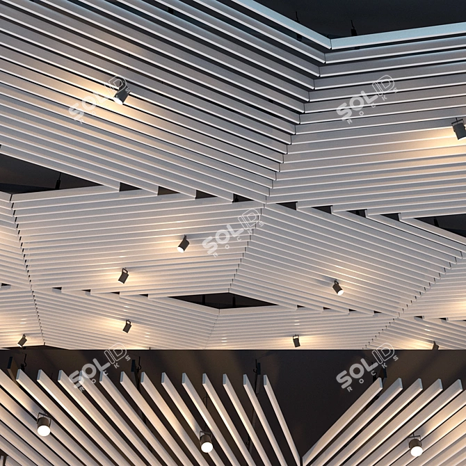 Suspended Grid Ceiling with Adjustable Lighting 3D model image 1