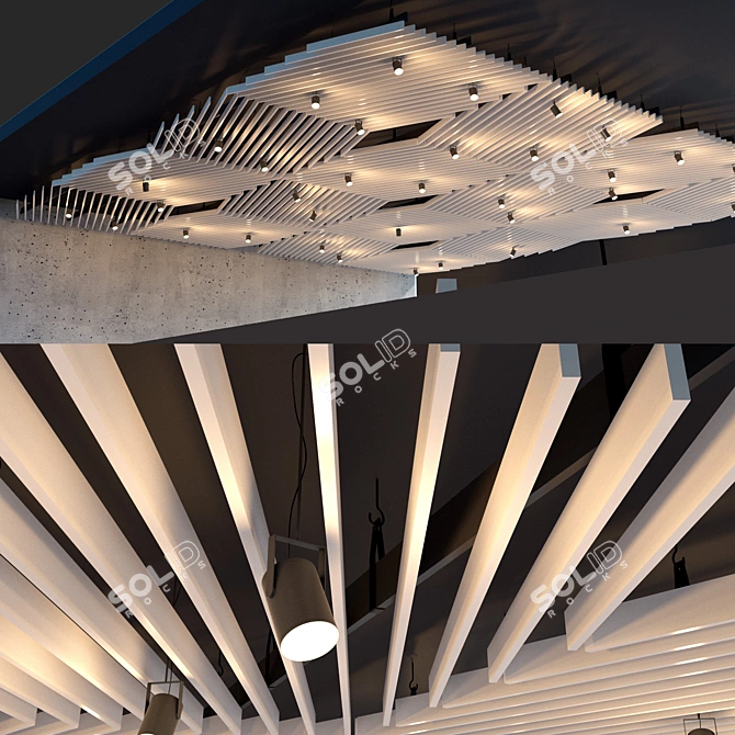 Suspended Grid Ceiling with Adjustable Lighting 3D model image 3