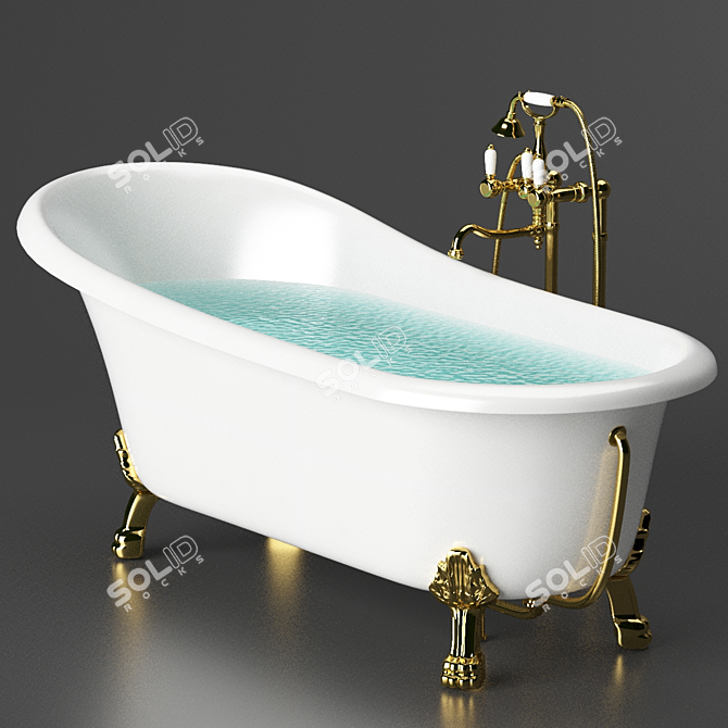 Luxury Acrylic Bathtub Set 3D model image 1