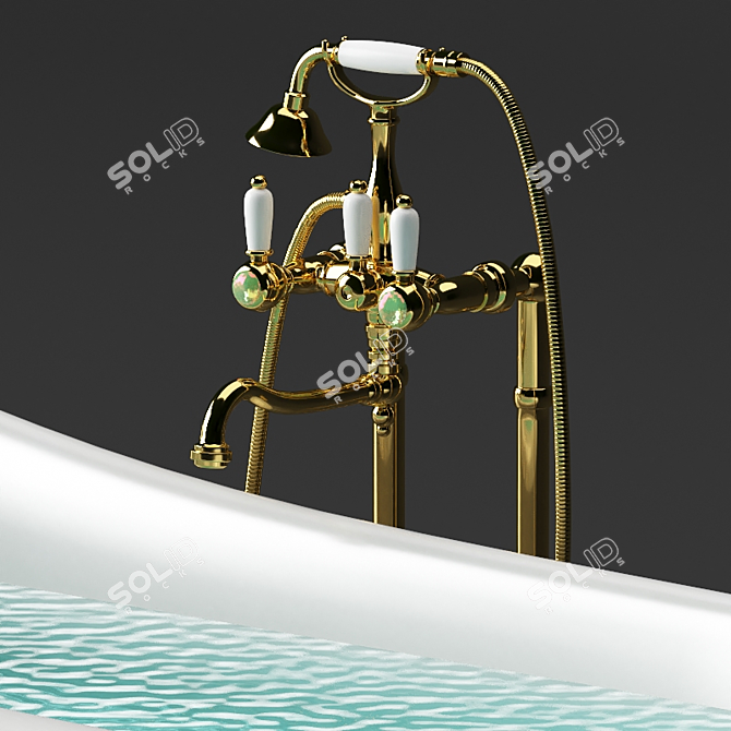 Luxury Acrylic Bathtub Set 3D model image 2