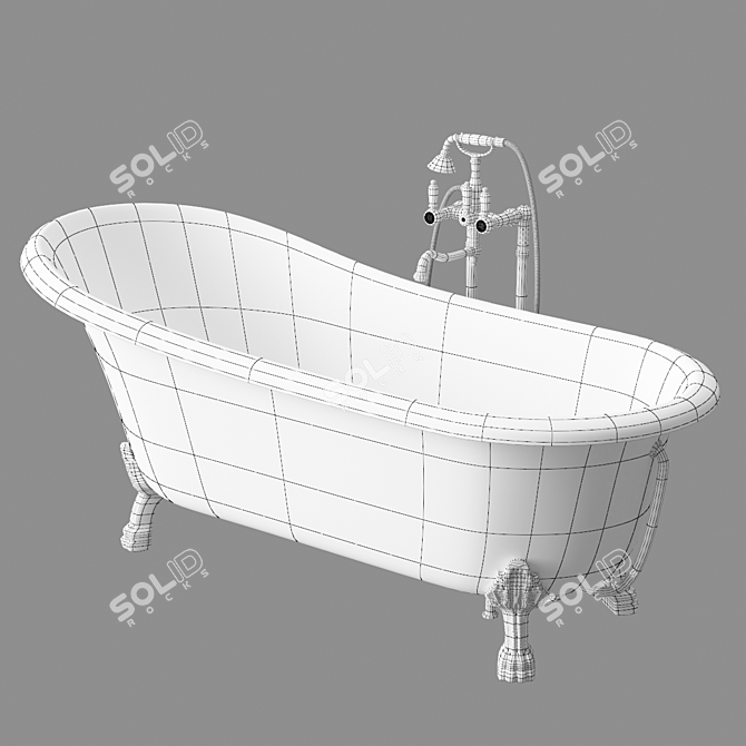 Luxury Acrylic Bathtub Set 3D model image 3