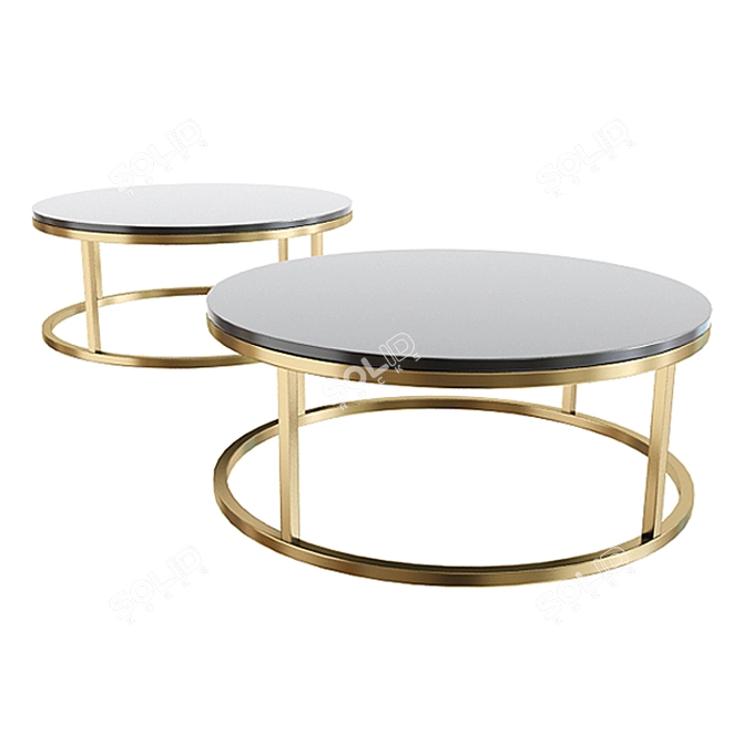 Modern Marble Coffee Table: Smart Round & Rectangle Design 3D model image 2