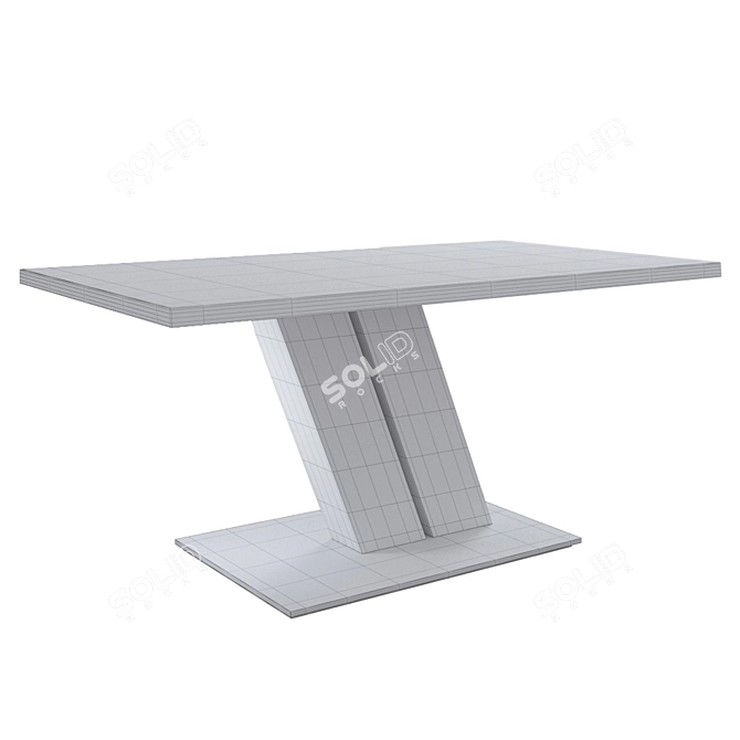 Elegant Oak Table with Metal Stand 3D model image 2