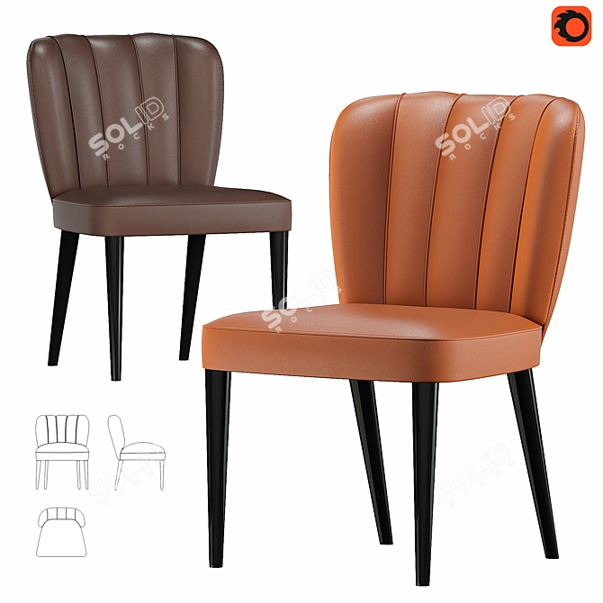 Elegant Dalyan Dining Chair by BRABBU 3D model image 1