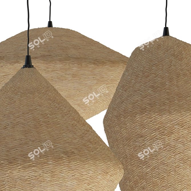 Natural Wicker Pod Pendant Lamp 3D model image 2