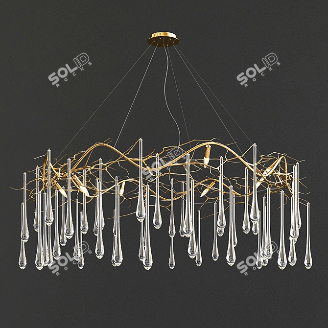 Elegant Brass & Glass Chandelier 3D model image 1