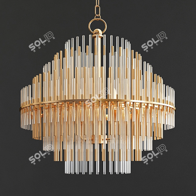 Elegant Brass & Glass Chandelier 3D model image 2