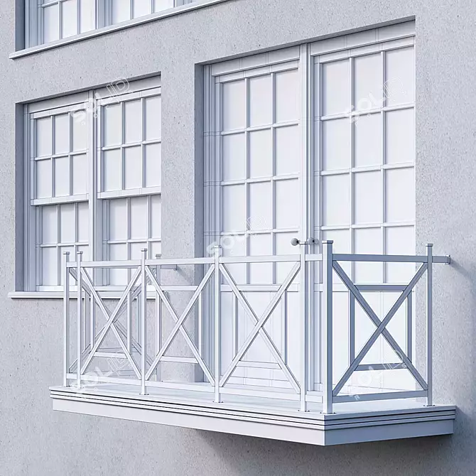 Sleek White Window Collection 3D model image 3