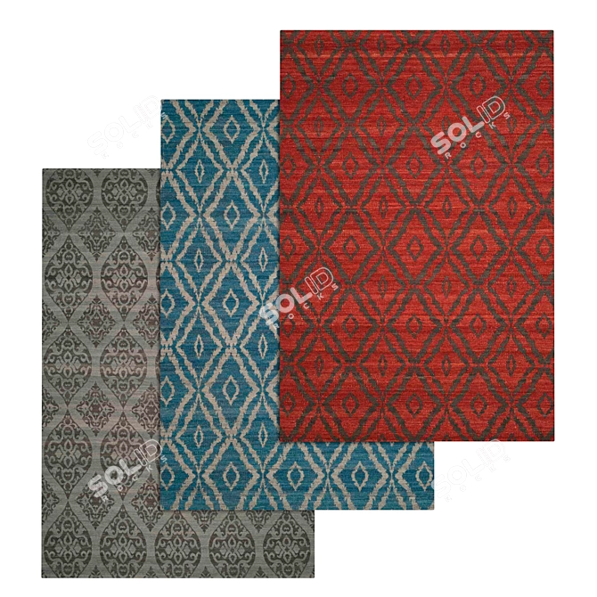 Versatile 3-Piece Carpet Set 3D model image 1