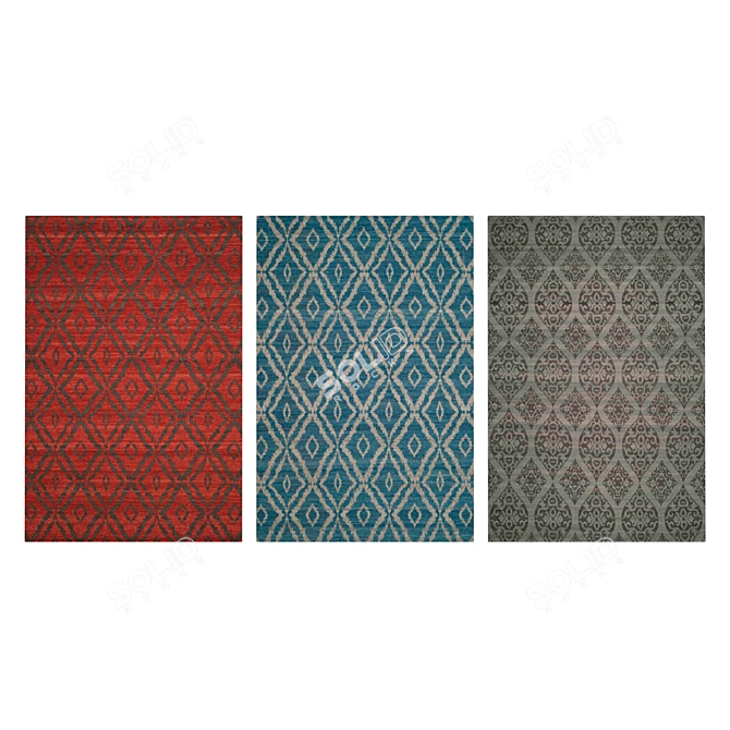 Versatile 3-Piece Carpet Set 3D model image 3