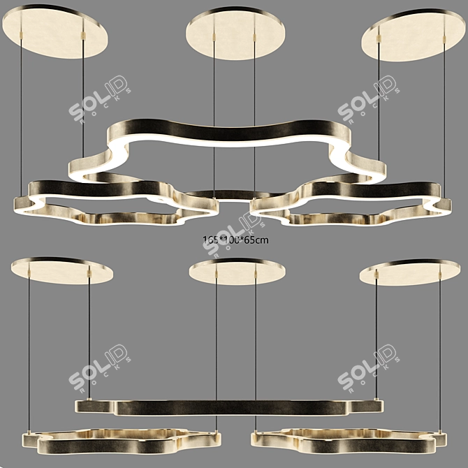 Sleek Curve Ceiling Light 3D model image 2