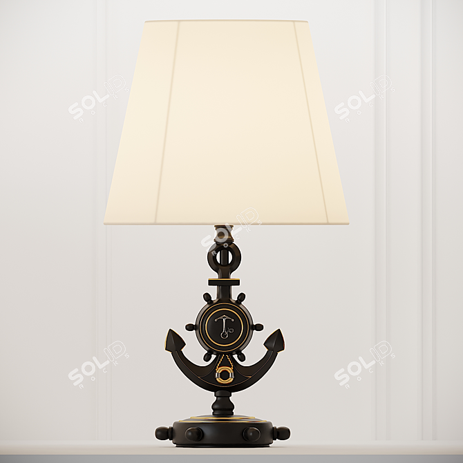 Nautical Night: Black and Blue Anchor Table Lamp 3D model image 2