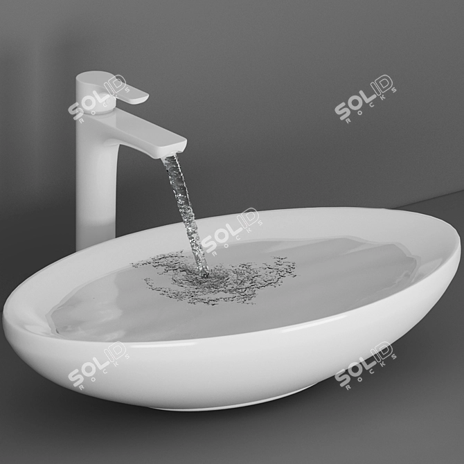 Falling Water Ceramic Basin 3D model image 1