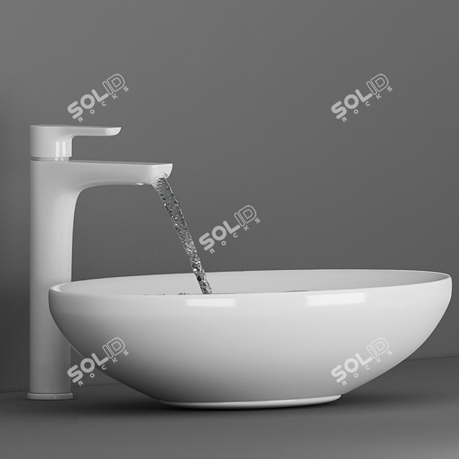 Falling Water Ceramic Basin 3D model image 2