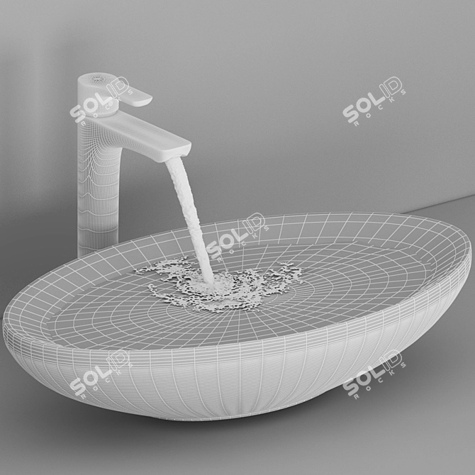 Falling Water Ceramic Basin 3D model image 3