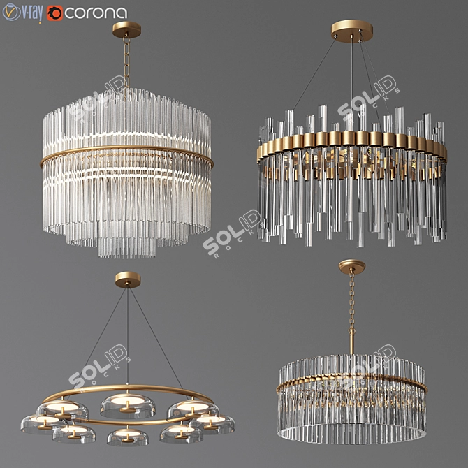 4 Ceiling Light Set: Nocturne, Blossi, Orion, Casandra 3D model image 1