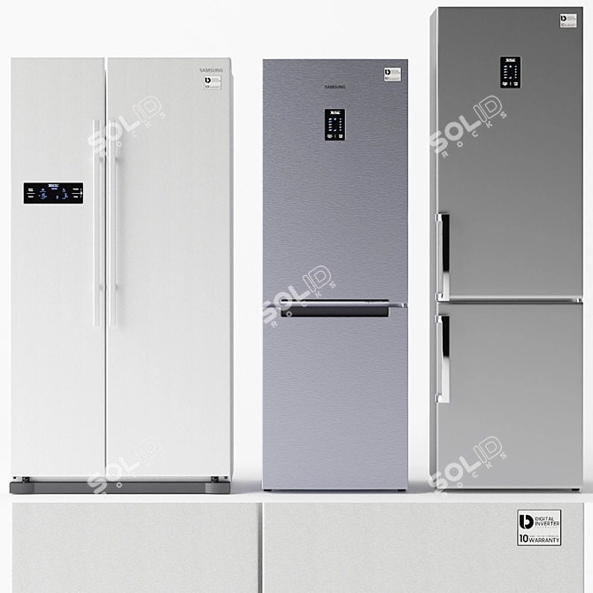 Samsung Refrigerator Set: Cool & Convenient 3D model image 1
