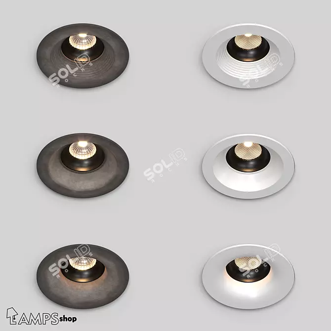 Industrial Concrete Recessed Lamps 3D model image 1