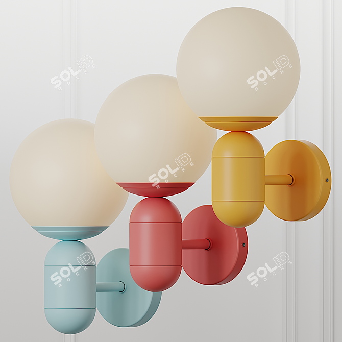 Orb Blue Child Wall Light 3D model image 1