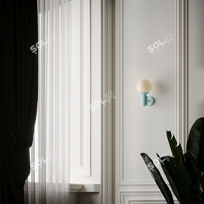 Orb Blue Child Wall Light 3D model image 4