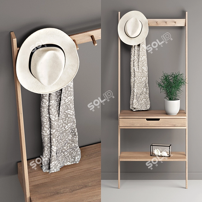 Minimalist Nordic Design Wall Rack 3D model image 1