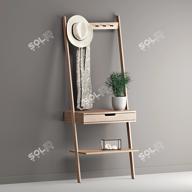 Minimalist Nordic Design Wall Rack 3D model image 2