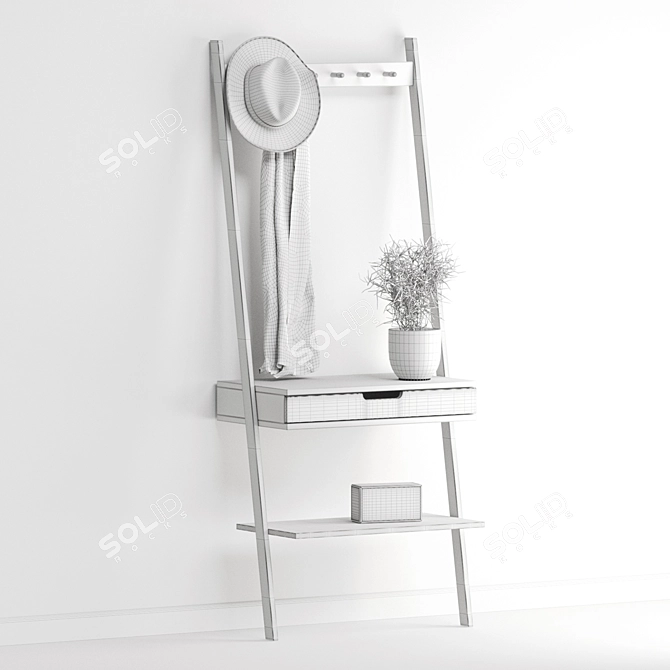 Minimalist Nordic Design Wall Rack 3D model image 3