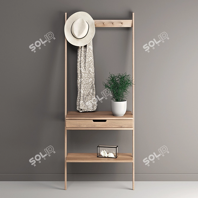 Minimalist Nordic Design Wall Rack 3D model image 4