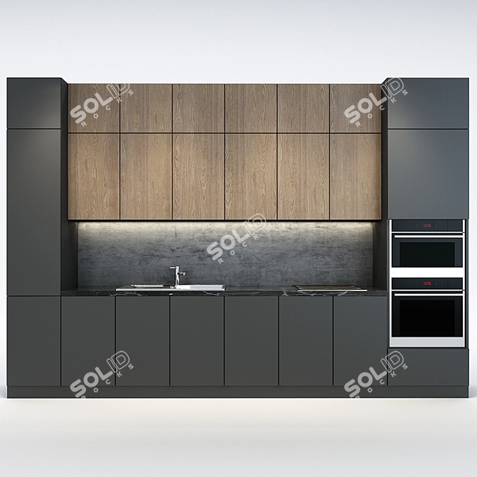 Sleek Kitchen 04 3D model image 1