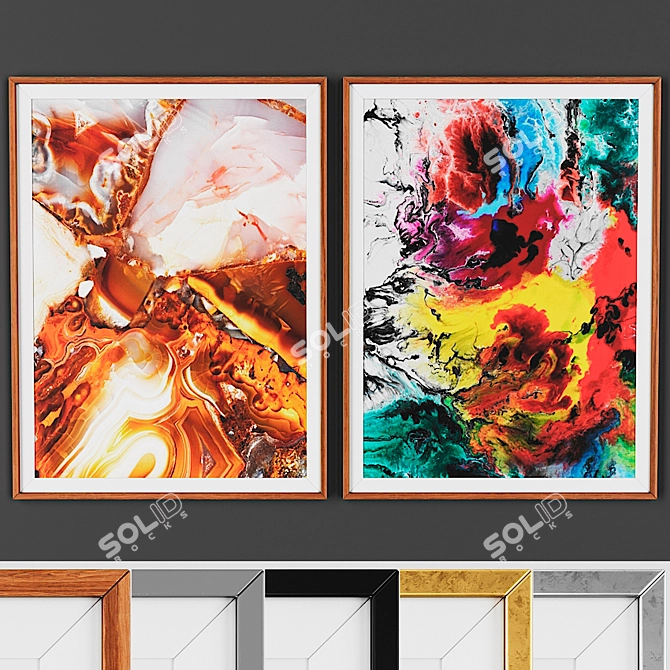 Versatile Picture Frame Set - 2 Artworks, 5 Frames 3D model image 1