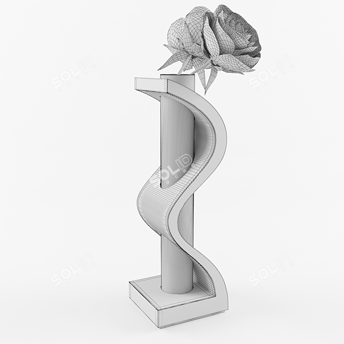 Elegant Rose Vase 3D model image 2