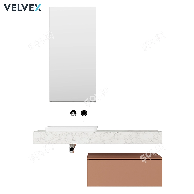 Velvex Unique Unit 120 - Complete Bathroom Set 3D model image 2