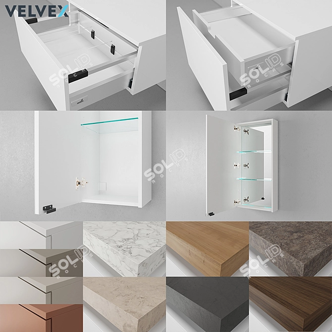 Velvex Unique Unit 120 - Complete Bathroom Set 3D model image 3