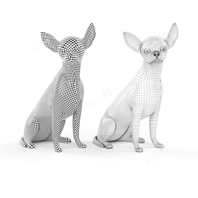 Graffiti Chihuahua Sculpture: Artsy Canine Decor 3D model image 3