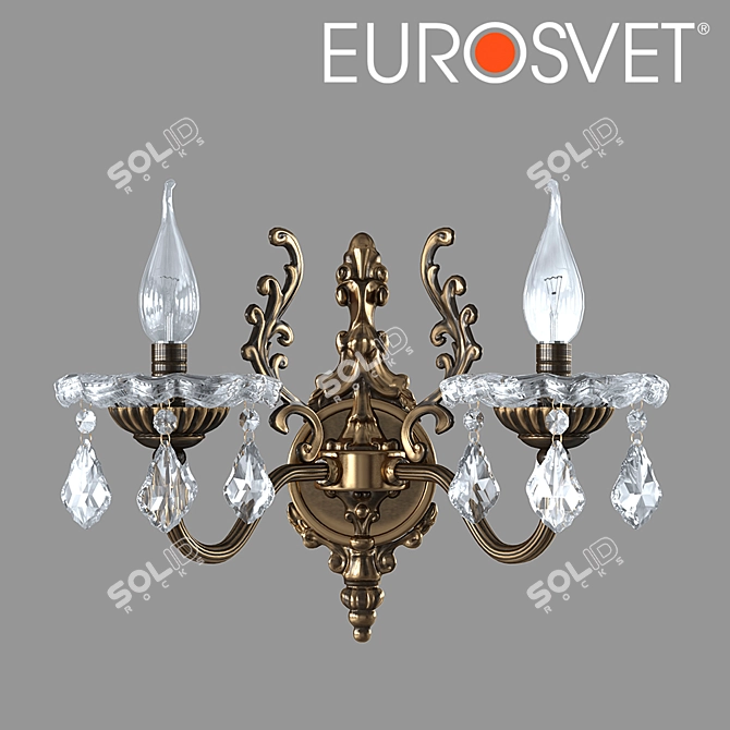 Elegant Crystal Bronze Sconce 3D model image 1