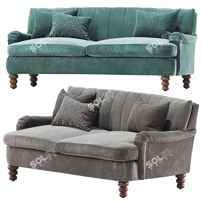 Chic Channel Tufted Sofa - Elegant Comfort 3D model image 2