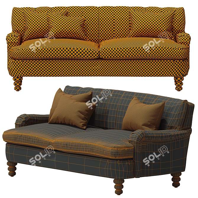 Chic Channel Tufted Sofa - Elegant Comfort 3D model image 3