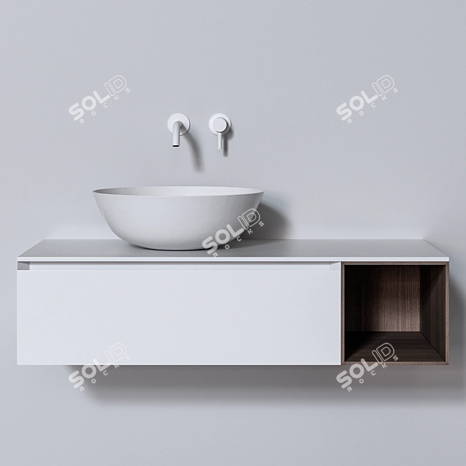 Modern Minimalist Bathroom Set 3D model image 1