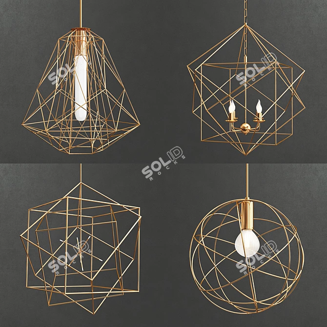 Elegant Geometric Pendant Collection 3D model image 1