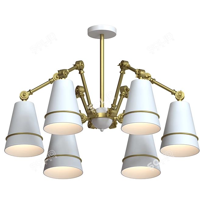 Golden Loft Ceiling Chandelier 3D model image 1