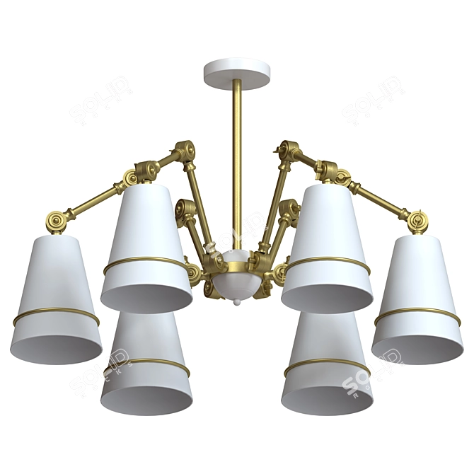 Golden Loft Ceiling Chandelier 3D model image 2