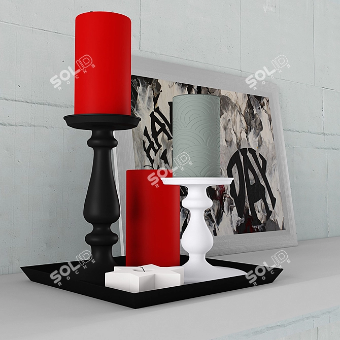 Elegant Candle Decor Set 3D model image 1