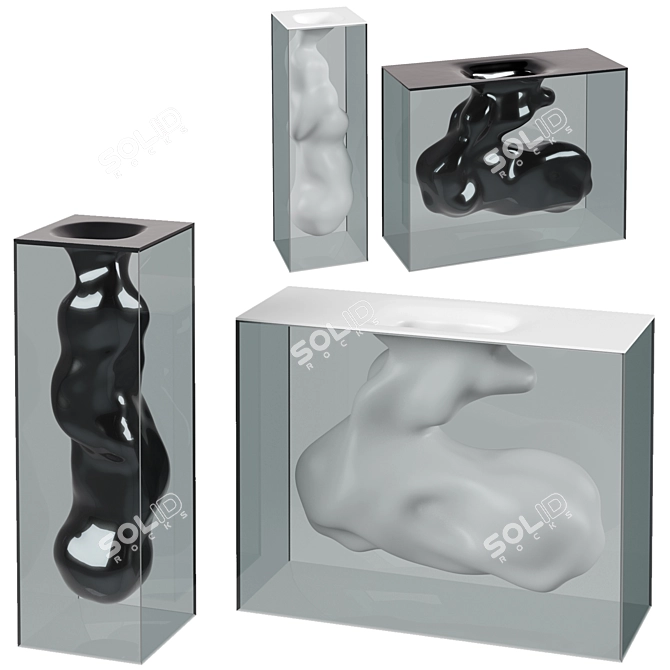 Angelo e Angela Glass Vases: Modern Ceramic Sculptures 3D model image 1