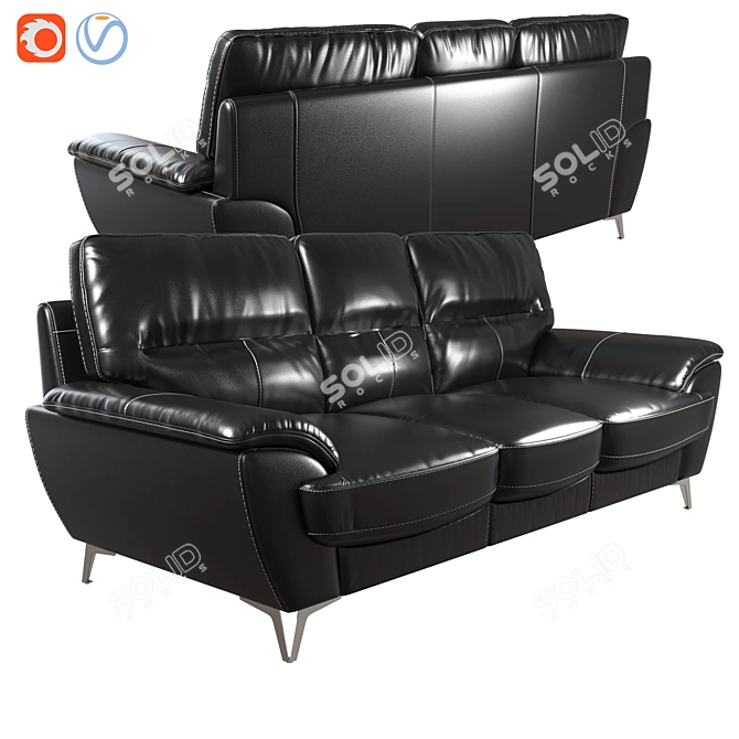 Modern Leather-Look Sofa 3D model image 1