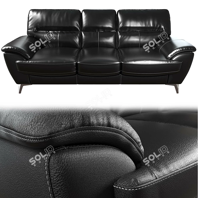 Modern Leather-Look Sofa 3D model image 2