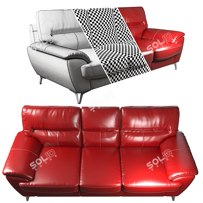 Modern Leather-Look Sofa 3D model image 3