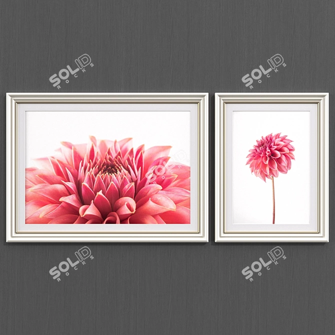 Contemporary Red Dahlia Canvas Art 3D model image 2