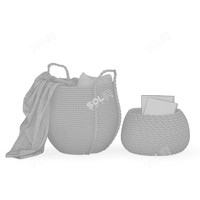 Rustic Woven Baskets: Chic Home Decor 3D model image 2