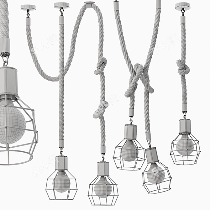 Rustic Cage Pendant Lamp 3D model image 3