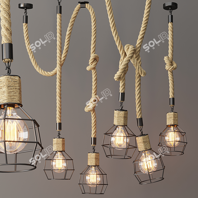 Rustic Cage Pendant Lamp 3D model image 6